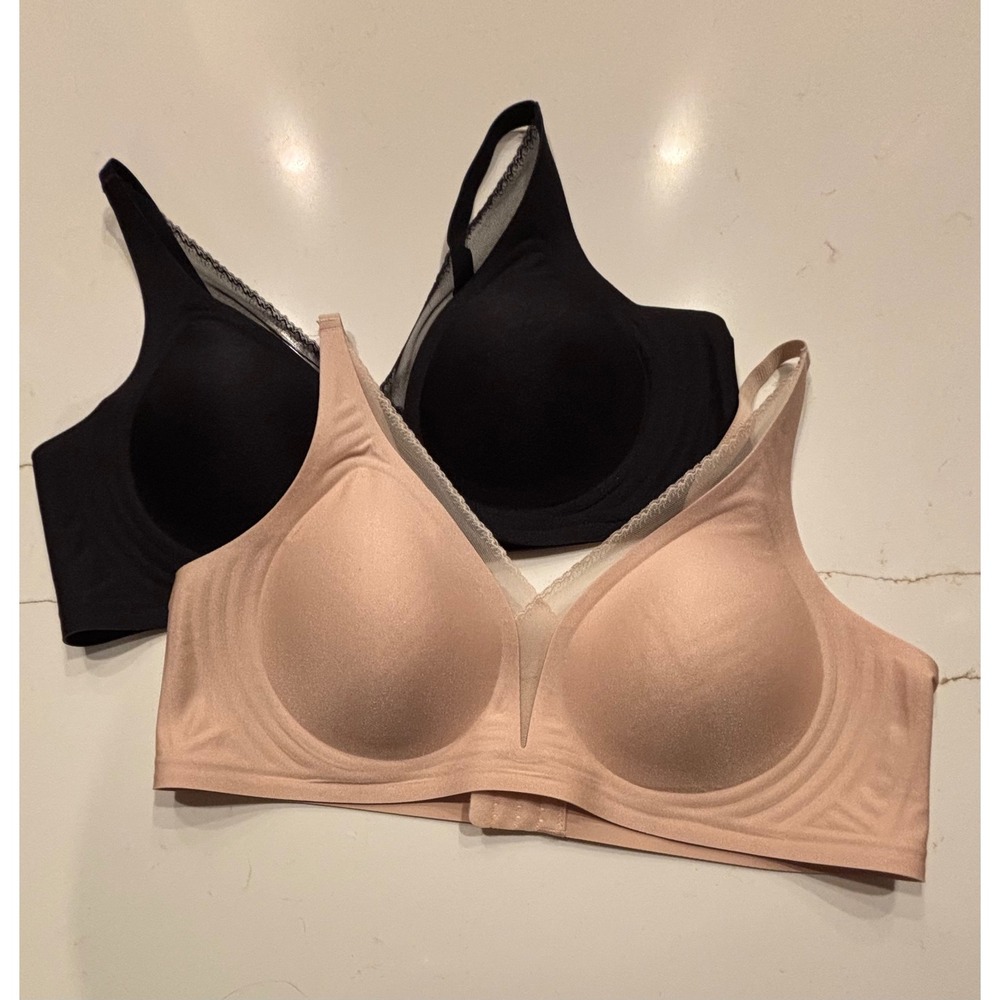 NEW Tahari XL Wire Free Smoothing Bra 2 Pack Womens Black Nude 38C-40B